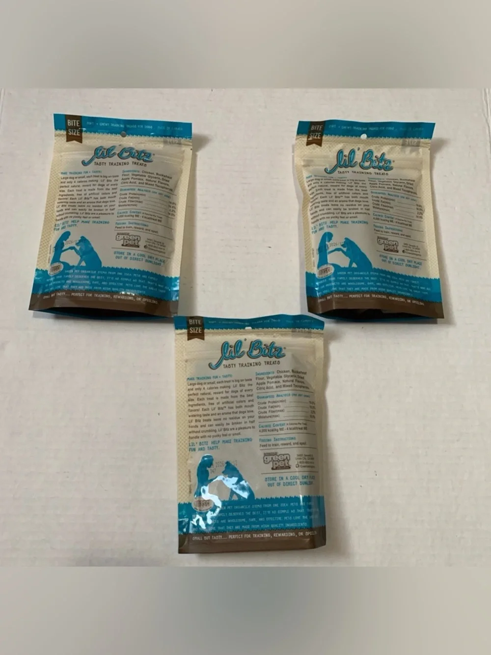 Set of 3 (4oz each) Lil Bitz Training Treats for Dogs, Bite Size Reward  Snack